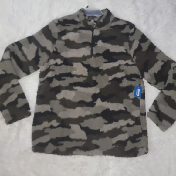 Men's Camo Sherpa 1/4 zip Pullover Sweater Size L - Picture 4 of 6